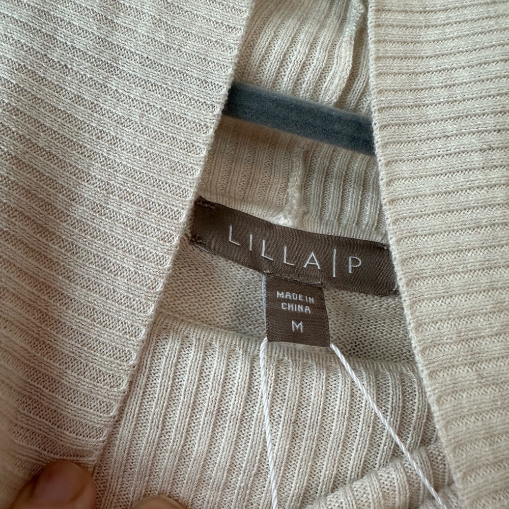 Lilla P Women’s Puff Sleeve Turtleneck Oatmeal NWT (Size M) - Picture 4 of 10